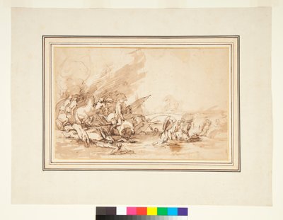 De vlucht van Cloelia en haar metgezellen, 1650-1700 door Italian School