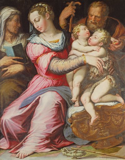 De Heilige Familie met de jonge St. Johannes de Doper door Italian School