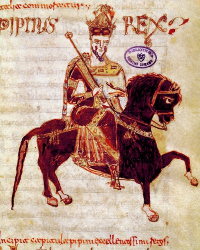 De koning van de Franken Pepijn de Korte (715-768) Manuscriptpagina (ms. 4) 
