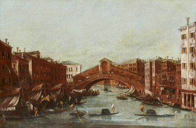 De Rialtobrug vanaf het Grote Kanaal door Italian School