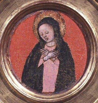 De Maagd Maria, rechterkant van een drieluik (paneel) door Italian School