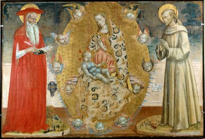 De Maagd en Kind met Sint Franciscus en Sint Hiëronymus door Italian School