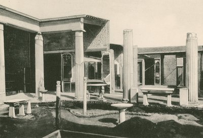 Het viridarium in het huis van de Vettii zoals het is (gravure) door Italian School