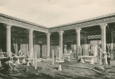 Het viridarium in het huis van de Vettii zoals het was (gravure) door Italian School