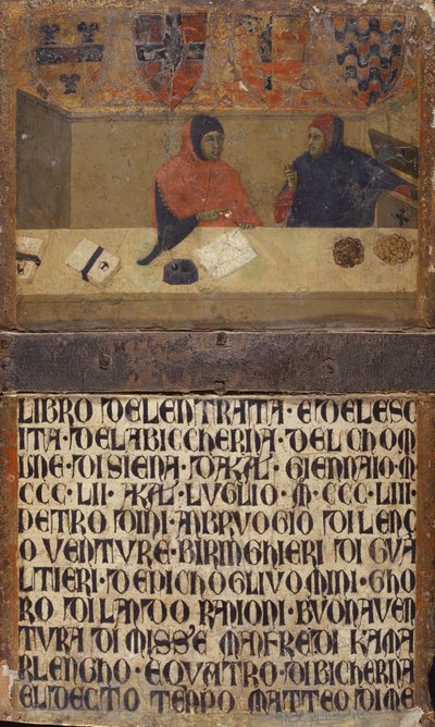 De kamerheer en een schrijver in hun kantoor door Italian School