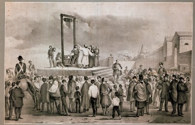 De executie op 13/03/1858 van Felice Orsini (1819-1858) en Pieri door Italian School