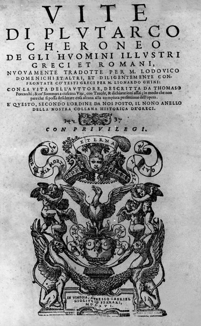 De levens van beroemde mannen. Frontispice van Plutarchus