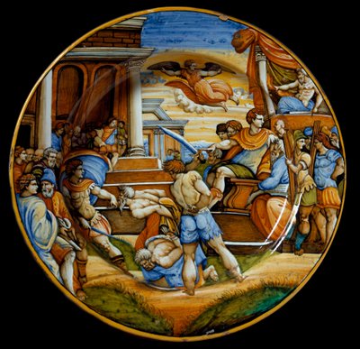 Het martelaarschap van de broers Johannes en Paulus onder het bewind van keizer Julianus de Afvallige (Flavius Claudius Julianus (331-363), geproduceerd in Urbino, Italië. Circa 1540 door Italian School