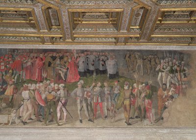 De eed van trouw aan de eerste kapitein Luigi Gonzaga in 1328 door Italian School