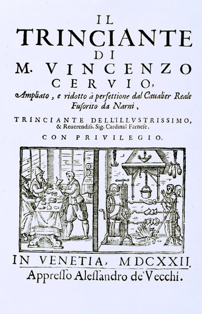 Titelpagina van een Italiaans kookboek, uitgegeven in Venetië, 1622 door Italian School