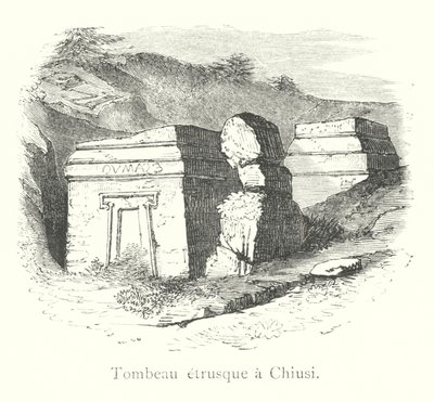 Etruskisch graf in Chiusi (gravure) door Italian School