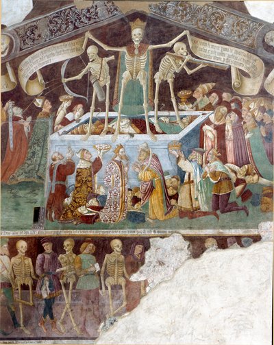 Triomf van de dood en dodendansen (detail, na restauratie) door Italian School