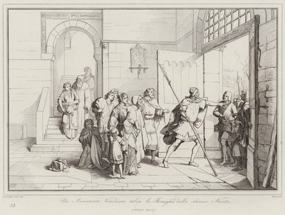 Een Venetiaanse koopman redt de familie van de historicus Niceta door Italian School