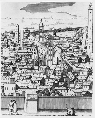 Zicht op Bologna (gravure) door Italian School