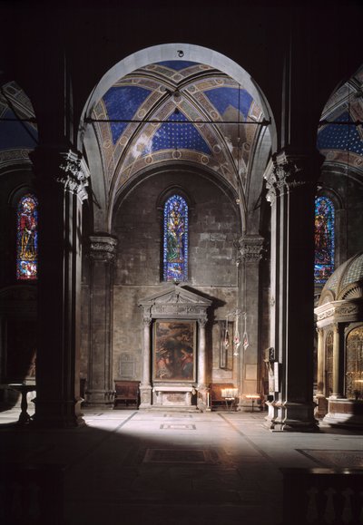 Zicht op de kathedraal van Lucca door Italian School