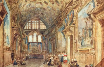 Zicht op een interieur van het Dogepaleis in Venetië, ca. 1840 door Italian School