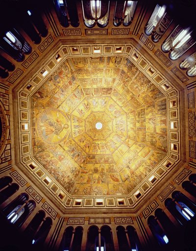 Uitzicht op het mozaïekplafond, begonnen in c.1225 door Italian School