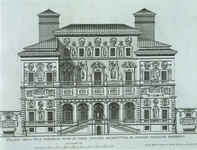 Gezicht op de gevel van Villa Borghese, Rome door Italian School