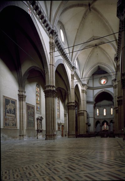 Uitzicht op het interieur van de kathedraal van Florence (Duomo Santa Maria del Fiore). 14e-15e eeuw, Florence, Italië door Italian School