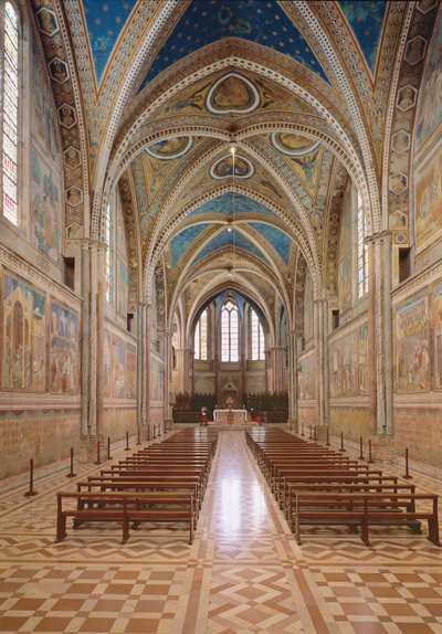 Zicht op het interieur van de Bovenkerk door Italian School