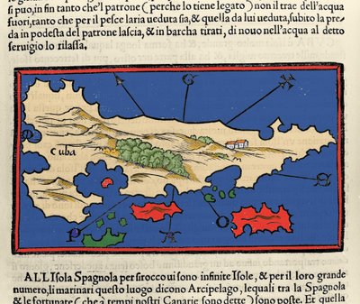 Uitzicht op het eiland Cuba. Isolario (kaart van eilanden) door Benedetto Bordone. Venetië 1547 door Italian School