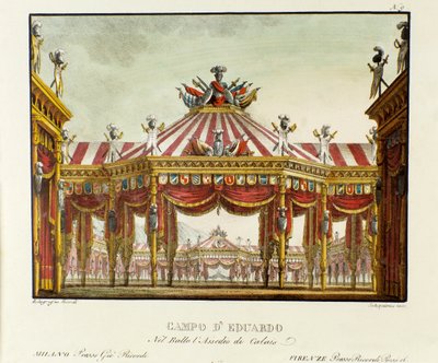 Uitzicht op het militaire kamp van Edward III, Koning van Engeland, in 1347 tijdens de Honderdjarige Oorlog, decor voor de opera 
