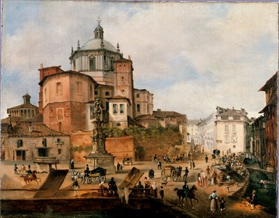 Uitzicht op het plein Vetra en de apsis van de Basiliek van San Lorenzo door Italian School