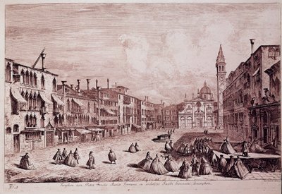 Uitzicht op het plein van de kerk van Santa Maria Formosa in Venetië door Italian School