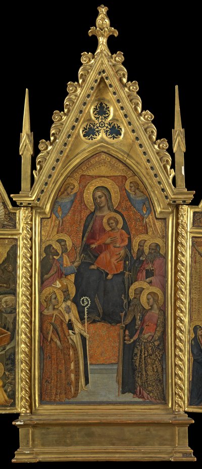Maagd en Kind op de Troon met Acht Heiligen (middenpaneel), ca. 1330-70 door Italian School