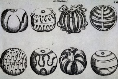 Manieren om fruit te hakken, Illustratie uit Li tre trattati di messer Mattia Giegher bavaro di Mosburc, Trinciante dell