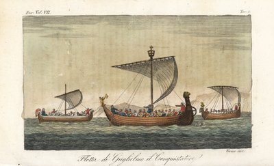 Vloot van oorlogsschepen van Willem de Veroveraar door Italian School