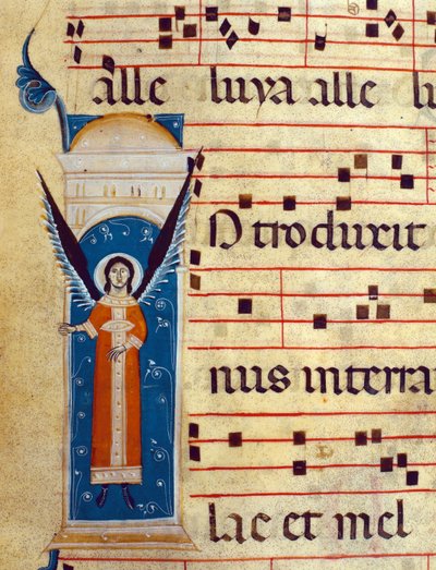Detail van de engel uit Gradual, c.1260 (detail) door Italian School