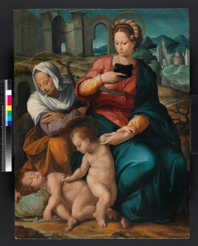 Maagd en kind met St. Elizabeth en de jonge Johannes de Doper door Italian School Italian School