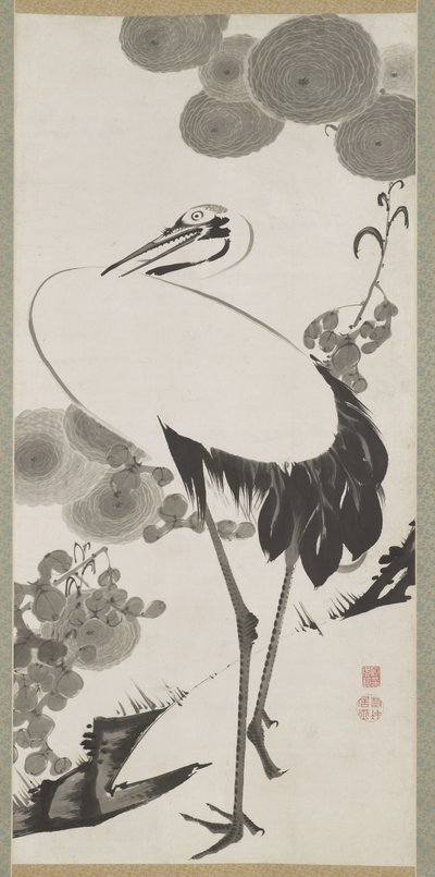 Kraanvogel, Hangende Rol, Edo-periode door Ito Jakuchu