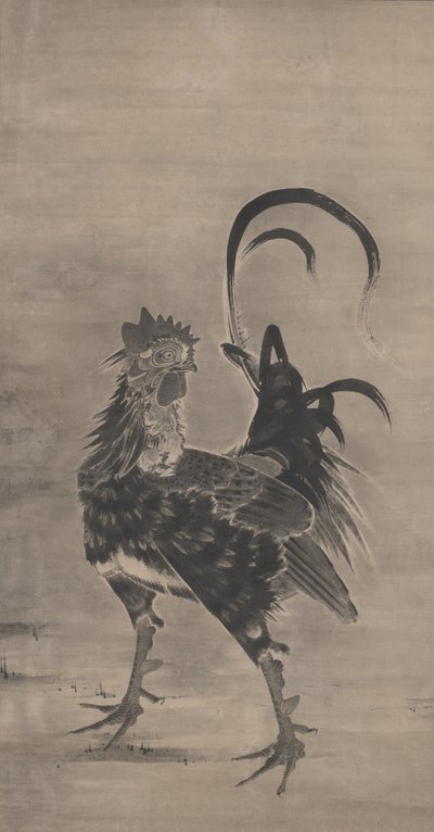 Hanekammen, Hen en Kuikens, links van een paar, 1795 door Ito Jakuchu