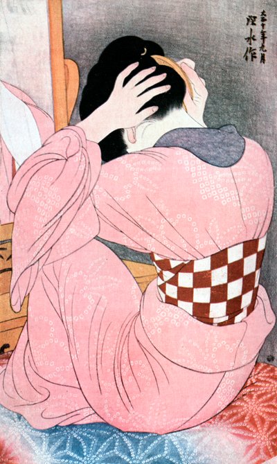 Een meisje dat haar haar kamt door Ito Shinsui
