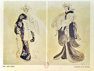 Kostuumontwerpen voor de opera Turandot van Giacomo Puccini door Iudi Cozzi