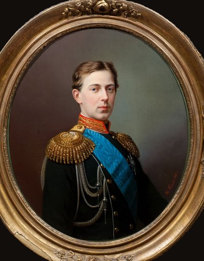 Portret van Tsarevitsj Nicolaas Aleksandrovitsj van Rusland 1843-1865, 1865 door Ivan Alexeevich Tyurin