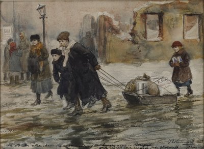 Voedsel vervoeren op een slee, 1923 door Ivan Alexeyevic Vladimirovh