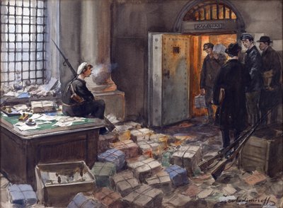 Obligaties in beslag genomen in de Wawelberg Bank in Petrograd door Vladimirov, Ivan Alexeyevich (1869-1947) door Ivan Alexeyevich Vladimirov
