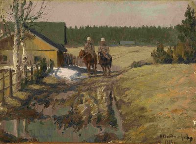 Kozakken te paard, 1916 door Ivan Alexeyevich Vladimirov