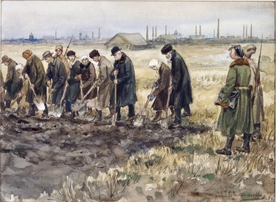Zware arbeid voor rijke kooplieden, edelen en criminelen tijdens de jaren van revolutie door Ivan Alexeyevich Vladimirov