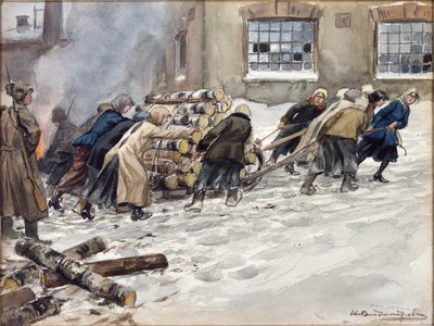 Vordering van brandhout door Vladimirov, Ivan Alexeyevich (1869-1947) door Ivan Alexeyevich Vladimirov