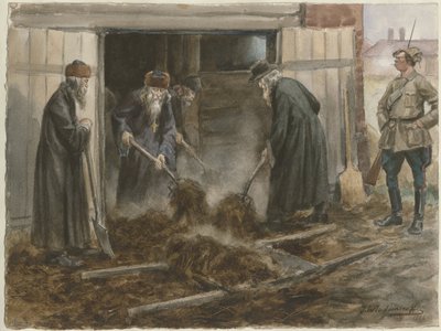 Russische geestelijkheid die hooi schept: september 1918 uit de serie aquarellen Russische revolutie, 19 door Ivan Alexeyevich Vladimirov