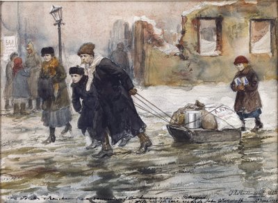 Voedsel vervoeren op een slee door Ivan Alexeyevich Vladimirov