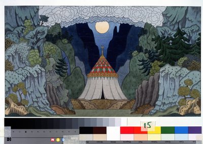 Voorbereidende tekening voor het decor van de opera 