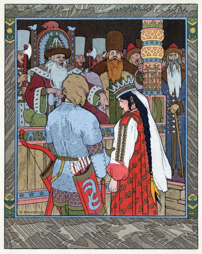 Tsarevitsj Ivan, de vuurvogel en de grijze wolf, c.1899 door Ivan Yakovlevich Bilibin