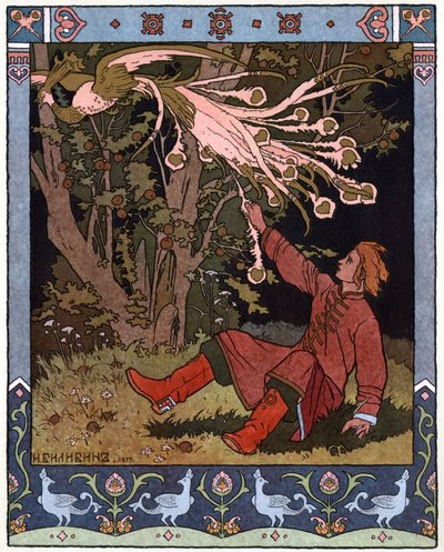 Tsarevitsj Ivan, de vuurvogel en de grijze wolf, c.1899 door Ivan Yakovlevich Bilibin