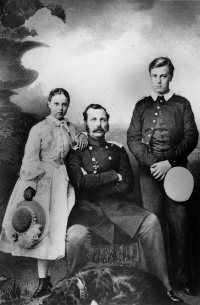 Tsaar Alexander II van Rusland met zijn dochter Maria en zoon Alexei, 1863 door Ivan Fyodorovich Alexandrovsky