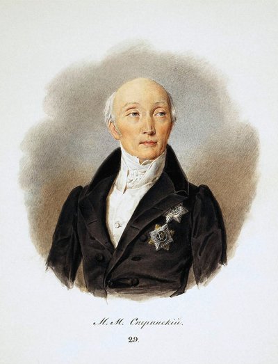Portret van de staatssecretaris en hervormers Graaf Michail Speransky, 1772-1839, 1839 door Ivan Ivanovich Reimers